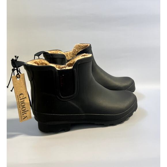 Tretorn Lara Lined Faux Fur Lined Chelsea Rain Booties Black Women's Size 10 US - Picture 4 of 7